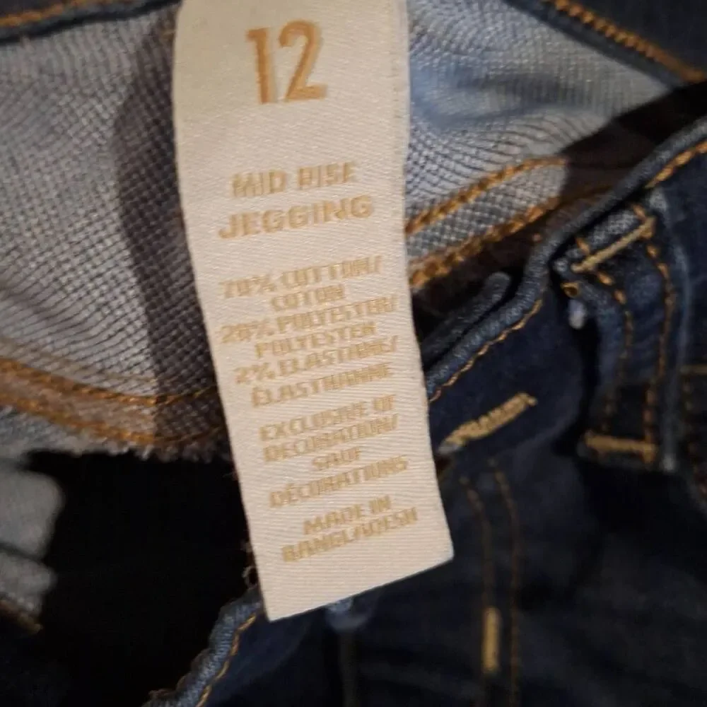 Justice Girls Mid-Rise Jeggings Indigo‎ Distressed Size 12